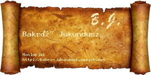Bakró Jukundusz névjegykártya